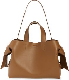 Acne Studios Musubi Leather Tote | Nordstrom Brown Calf Leather Shoulder Bag With Handles, Chic Brown Satchel With Rolled Handles, Chic Leather Hobo Bag With Rolled Handles, Chic Calf Leather Shoulder Bag With Rolled Handles, Calf Leather Shoulder Bag With Rolled Handles For Shopping, Calf Leather Shoulder Bag With Handles For Work, Brown Shoulder Bag With Rolled Handles For Work, Luxury Brown Hobo Bag With Rolled Handles, Elegant Brown Shoulder Bag With Rolled Handles