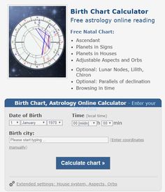 the birth chart calculator is displayed in this screenshote screen shot,