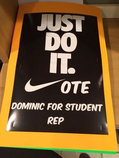 a sign that says, just do it ote domn for student repp