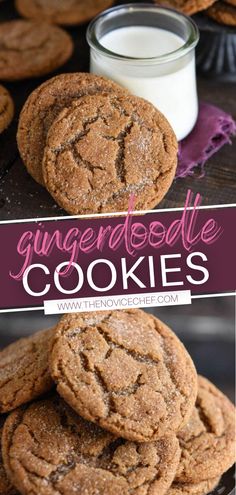 chocolate cookies stacked on top of each other with the words, gingerdeade cookies