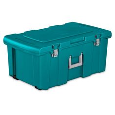 Organize your closet, office, craft supplies, or kid's playroom, putting everything in its proper place with the help of this Sterilite 16-Gallon Plastic Footlocker Container. This durable storage tote is ideal for storing off-season clothing, crafting supplies, office necessities, fabric swatches, and more safely in your home, classroom, or office. It can also be used for tidying up your little ones' creativity supplies, such as color construction paper, felt, coloring books, bulky materials, a Office Necessities, Storage Totes, Lockable Storage, Integrated Handles, Metal Hinges, Tote Storage, Portable Storage, Tidy Up, Household Supplies