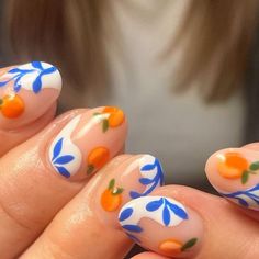 Italy Nail Ideas, Sicilian Nail Art, Call Me By Your Name Nails, Italy Holiday Nails, Nail Designs August, Orange Holiday Nails, Summer Into Fall Nails, Sicily Nails, Italian Inspired Nails