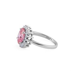 Top of ring height: 13.5mm

Top of ring width: 8mm

Band width: 2.1mm

Shank width: 1.8mm



Stone material: pink cubic zirconia

Center stone size: 10mm X 8mm

Stone shape: oval cut

Center stone carat weight: 2.54 ct.

Total number of CZ stones: 18

Stone setting: prong setting



Metal: 925 sterling silver

Plating: rhodium plated

Finish: high polish Stone Material, Stone Setting, Cz Ring, Cz Stone, Stone Settings, Oval Cut, Rhodium Plated, Prong Setting, Cubic Zirconia