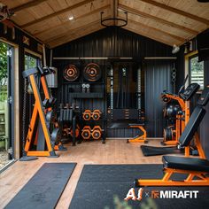 there is a gym with exercise equipment in the room