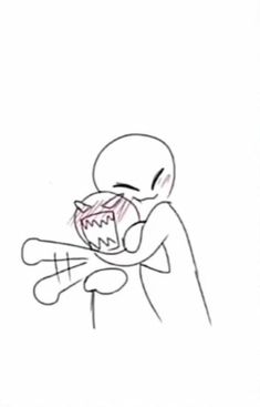 a drawing of an alien eating something out of his mouth and holding it in one hand