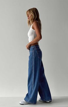 Ramos Low Rise Wide Leg Jeans Women Jeans Pants, Womens Baggy Jeans, Dark Denim Jeans Outfit, Low Rise Jeans Outfit, Low Rise Wide Leg Jeans, Denim Pants Outfit, Jean Wide Leg, Y2k Outfits Aesthetic, Flare Jeans Outfit