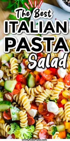 Up close view of pasta with fresh vegetables, mozzarella cheese and mini pepperoni. Side For Bbq, Summer Pasta Salad Recipes Cold, Easy Italian Pasta, Italian Salad Recipes, Italian Seasonings, Italian Pasta Salad, Homemade Italian Dressing