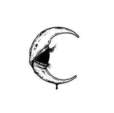 a black and white drawing of the letter c with an eye in it's center