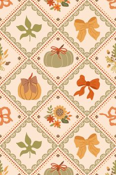 a pattern with pumpkins and bows on it