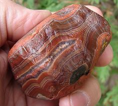 a close up of a person holding a rock