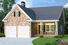 a two car garage is shown in this rendering