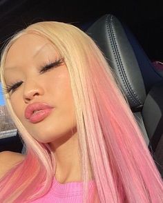 Barbie Hair Aesthetic, Pink Y2k Hair, Pink And Platinum Hair, Pink Hair Inspiration, Long To Short Haircut, Extreme Haircut, Haircut Transformation, Before And After Hair, Pink Blonde