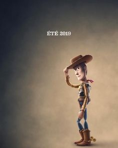 the character toy woody from toy story is standing on top of a pile of dirt