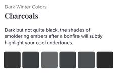 the dark color scheme for charcoals