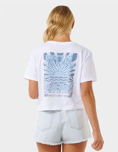 Rip Curl Coral Sands Crop Tee. Graphic Screened At Left Chest. Large Graphic On Back. Cropped Length. Crew Neck. Short Sleeve. 100% Cotton. Machine Wash. Imported. Surf Style Clothes, Ripped Shirts, Birthday Things, Wwe T Shirts, Flannel Sweatshirt, Tee Designs, Boys Graphic Tee, Girls Graphic Tee, Cute Tank Tops