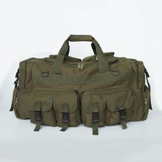 Mens Large 30" Inch Duffle Military Molle Tactical Gear Shoulder Bag Military Style Durable Bag For Everyday Use, Durable Military Style Bag For Everyday Use, Green Large Capacity Outdoor Bag, Large Capacity Green Outdoor Bag, Tactical Travel Bags With Pockets, Khaki Large Capacity Shoulder Bag For Outdoor, Large Capacity Khaki Shoulder Bag For Outdoor, Green Nylon Duffle Bag With Large Capacity, Large Capacity Khaki Nylon Bag