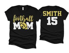 football mom and son shirts with the number 15 printed on each shirt, both in gold