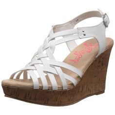 Women's CHERLIN Wedge Sandal - White - C0120816HJP - Women's Shoes, Sandals, Platforms & Wedges  #PlatformsWedges #Women's #Shoes # #Sandals # #Platforms #& #Wedges White Synthetic Wedge Heel Sandals, Oxford Pumps, Strap Wedge, Black Wedge Sandals, Wedge Pumps, Safety Shoes, Pump Sandals, Sandal Fashion, Wedge Sandal