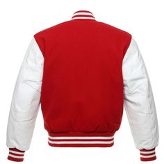 Imagine stepping out in style with the Men's Letterman Varsity Jacket Leather Sleeves in bold red color. What if you could elevate your fashion game while staying warm and comfortable? Think about what it would be like to turn heads and make a statement wherever you go. The Men's Letterman Leather Varsity Jacket is a stylish and versatile jacket that is perfect for any occasion. The high-quality wool and genuine leather sleeves provide durability and warmth, making it a great choice for cooler w Varsity Jacket Style, Leather Varsity Jackets, Baseball Varsity Jacket, Leather Sleeves, Letterman Jacket, Leather Sleeve, Red Wool, Jacket Design, Red Jacket