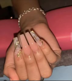 Type Of Nails, Turtle Nail Art, Gold Acrylic Nails, Drip Nails, Nagel Tips, Ombre Acrylic Nails, Glamour Nails, Homecoming Nails Acrylic