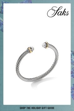 David Yurman's artistic signature, Cable began as a bracelet that he hand-twisted from 50 feet of wire. For the past 30 years, he has evolved the twisted helix into a myriad of designs. Sterling silver and 14-karat yellow gold Bracelet, 5mm Made in Italy SIZE Bracelet, 3mm Extra Small wrist circumference, 5''-5.5'' (12.7-14cm) Small wrist circumference, 5.5''-6.0'' (14-15.2cm) Medium wrist circumference, 6.0''-6.5'' (15.2-16.5cm) Large wrist circumference, 6.5''-7.0'' (16.5-17.8cm) Extra Large wrist circumference, 7.0''-7.5'' (17.8-19cm) Artistic Signature, David Yurman Bracelet, Experience Gifts, Yellow Gold Bracelet, Curated Gifts, Colorful Bracelets, David Yurman, A Bracelet, Holiday Fashion