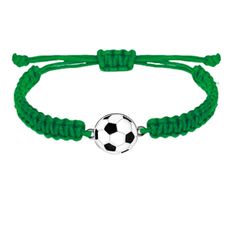 a green bracelet with a soccer ball on it