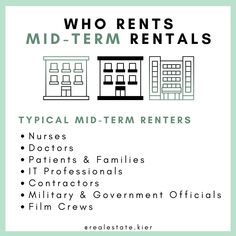 an advertisement for the mid - term rentals program, which includes two buildings and one apartment