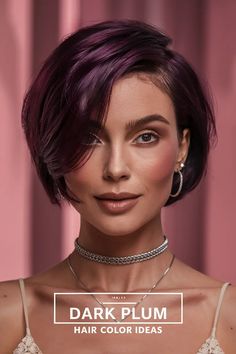 29 Dark Plum Hair Color Ideas: Bold and Beautiful Shades for 2024 Eggplant Colored Hair, Plum Burgundy Hair, Wine Red Hair Color, Red Violet Hair Color, Red Violet Hair