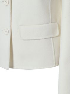 88% Virgin wool, 6% Silk, 6% Cashmere Lining: 100% Polyester Timeless White Outerwear With Concealed Placket, White Outerwear With Hidden Button Closure For Winter, White Wool Outerwear With Notch Lapel, White Classic Wool Coat, Classic White Wool Coat, White Timeless Wool Outerwear, Timeless White Wool Outerwear, Classic White Wool Outerwear, White Fitted Wool Tweed Jacket