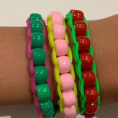 Tropical Themed! Elastic Bands So Can Adjust A Bit And Easy Clasp For Simple On And Offs Pink Plastic Friendship Bracelets, Pink Plastic Bracelets For Friendship, Cute Pink Plastic Friendship Bracelets, Trendy Green Plastic Beaded Bracelets, Trendy Pink Plastic Stretch Bracelet, Trendy Pink Plastic Bracelets, Trendy Pink Stretch Bracelet, Fun Pink Plastic Beaded Bracelets, Fun Pink Plastic Friendship Bracelets