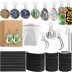 a bunch of different items are displayed on a white background with black and yellow accents