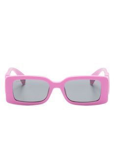 pink acetate lens decal signature Interlocking G logo logo plaque at the arm rectangle frame grey tinted lenses UV-protective lenses sculpted arms curved tips These glasses come with a protective case. Pink Rectangular Sunglasses With Uv Protection, Pink Rectangular Sunglasses With Gradient Lenses, Pink Rectangular Polarized Sunglasses, Sculpted Arms, Sunglasses Pink, G Logo, Gucci Eyewear, Rectangle Frame, Sunglass Frames