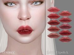 an image of a woman with red lipstick on her face and six different lip shapes