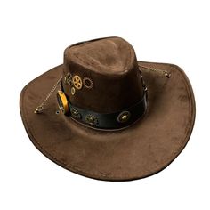 This Steampunk Cowboy Hat is the perfect accessory for a themed costume in the fumes of the wild west. Item Type: Steampunk hat Gender: unisex Punk Style Short Brim Halloween Hat, Punk Style Short Brim Hats For Halloween, Punk Short Brim Hats For Halloween, Steampunk Festival Hat Band, Halloween Punk Style Hat With Short Brim, Punk Adjustable Hat For Halloween, Adjustable Brimmed Pirate Hat, Steampunk Hat For Halloween, Steampunk Hat Halloween Costume Accessories