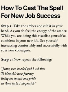 a poster with the words how to cast the spell for new job success