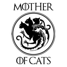 the logo for mother of cats, which is featured in black and white with an image of a cat on it