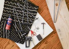 scissors and other crafting supplies laid out on a table