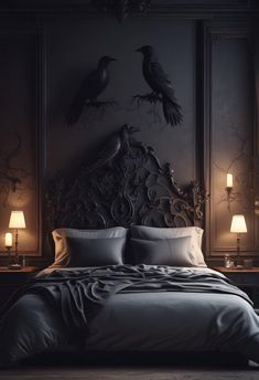 21 Trendy Moody Romantic Bedrooms Inspiration Modern Goth Home, Black And White Halloween Decor, White Halloween Decor, Decorating Your Bedroom, Goth Room