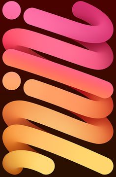 an abstract background with pink and yellow shapes in the shape of circles on a black background