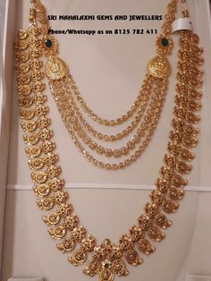 Jewellery Set Bridal, Jewelry Design Haram Gold, Gold Necklace Bridal, Molagolusu Gold Designs, 70 Grams Gold Long Haram Designs, Luxury Heavy Gold Temple Necklace, Bridal Gold Necklace, One Gram Gold Jewellery With Price Long Haram, Stone Long Haram Gold