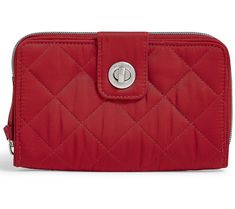 This turnlock wallet offers both organization and style, with multiple compartments and pockets to keep cash, cards, and everything else neat. From Vera Bradley Handbags and Accessories. Versatile Travel Wallet With Snap Closure, Vera Bradley Handbags, Fashion Handbags, Vera Bradley, Wallet, Handbags, Red