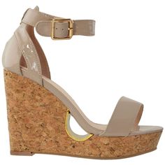 This clean-cut cork wedge sandal features an open toe, single strap vamp and an ankle strap buckle closure that offers fit adjustability. Its simple design pairs perfectly with your favorite pair of jeans or skirt for an effortlessly chic look. Man made leather upper Man made wrapped cork heel Adjustable ankle strap buckle closure Cutout wedge heel Heel- 4.5 inches approx. Platform- 1.25 inches approx. Available in Black and Beige Size 5-10 Please note that all measurements were taken with a Wom Womens Platform Sandals, Shoes Beige, Cork Heels, Cork Wedges Sandals, Wedge Sandal, Cork Wedge, Platform Wedges, Platform Sandals, Wedge Heels