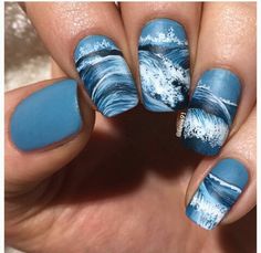 Ocean Blue Nails, Ocean Nail Art, Family Mart, Wedding Day Nails, Part Time Job, Nails Ombre, Tropical Nails, Pretty Nail Designs