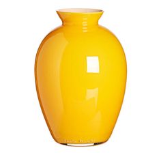 a yellow vase is shown on a white background