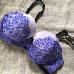 Nwot - Bra Is Lightly Padded, Trimmed In Black. Lace Is A Print On Material, Not Actual Lace. Elegant Partially Lined Purple Bra, Purple Underwire Bra Partially Lined, Fitted Purple Bra With Padded Cups, Fitted Purple Bra Partially Lined, Purple Partially Lined Underwire Bra, Elegant Victoria's Secret Purple Bra, Elegant Purple Bra With Lace Trim, Elegant Purple Victoria's Secret Bra, Fitted Partially Lined Purple Bra