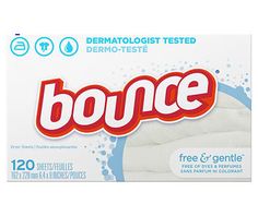 a box of bounce toilet paper on a white background