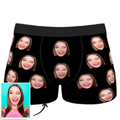 Custom Corlorful Face Boxer Shorts Boxers Design, Face Fun, Custom Boxers, Personalized Boxers, Custom Socks, Mens Anniversary Gifts, Xmas Presents, Funny Face, For Your Love