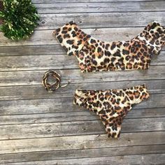 Leopard Print Bikini Cheeky Animal Two Piece -  - dalia + jade Lace Dress Extender, Dress Extender Slip, Ruffle Layered Dress, Dress Extender, Layered Ruffle Dress, Peach Love, Black Seamless, Sweet Lady, Heart Sweater