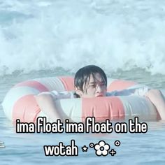 a man floating on an inflatable raft with the words ima float ma float on