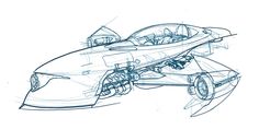 a blueprint drawing of a futuristic vehicle